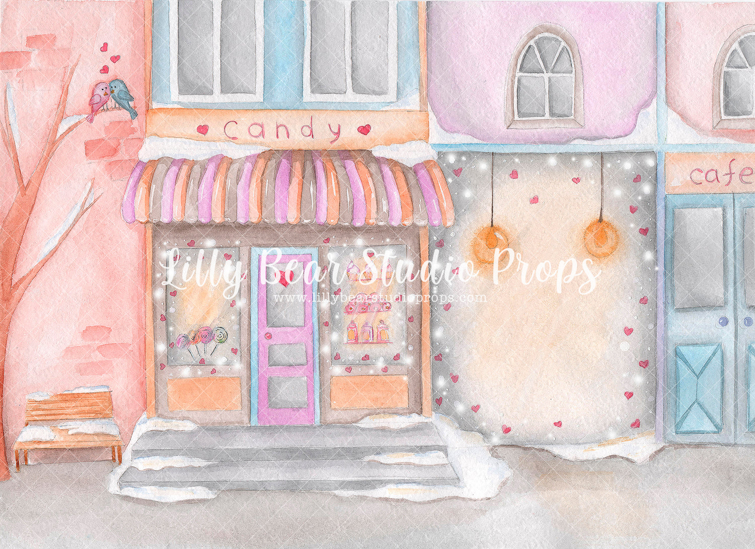 Love Cafe by Lilly Bear Studio Props sold by Lilly Bear Studio Props, Brick Wall - candy shop - cupid - FABRICS - flora