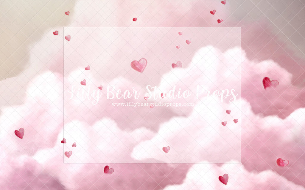 Love In Heaven Pink - Lilly Bear Studio Props, clouds, floral pink, hearts, pastel, pink and gold balloons, pink and white, pink and white balloons, pink balloons, pink clouds, pink floral, pink flower, pink flowers, pink hearts, valentine's, valentine's day