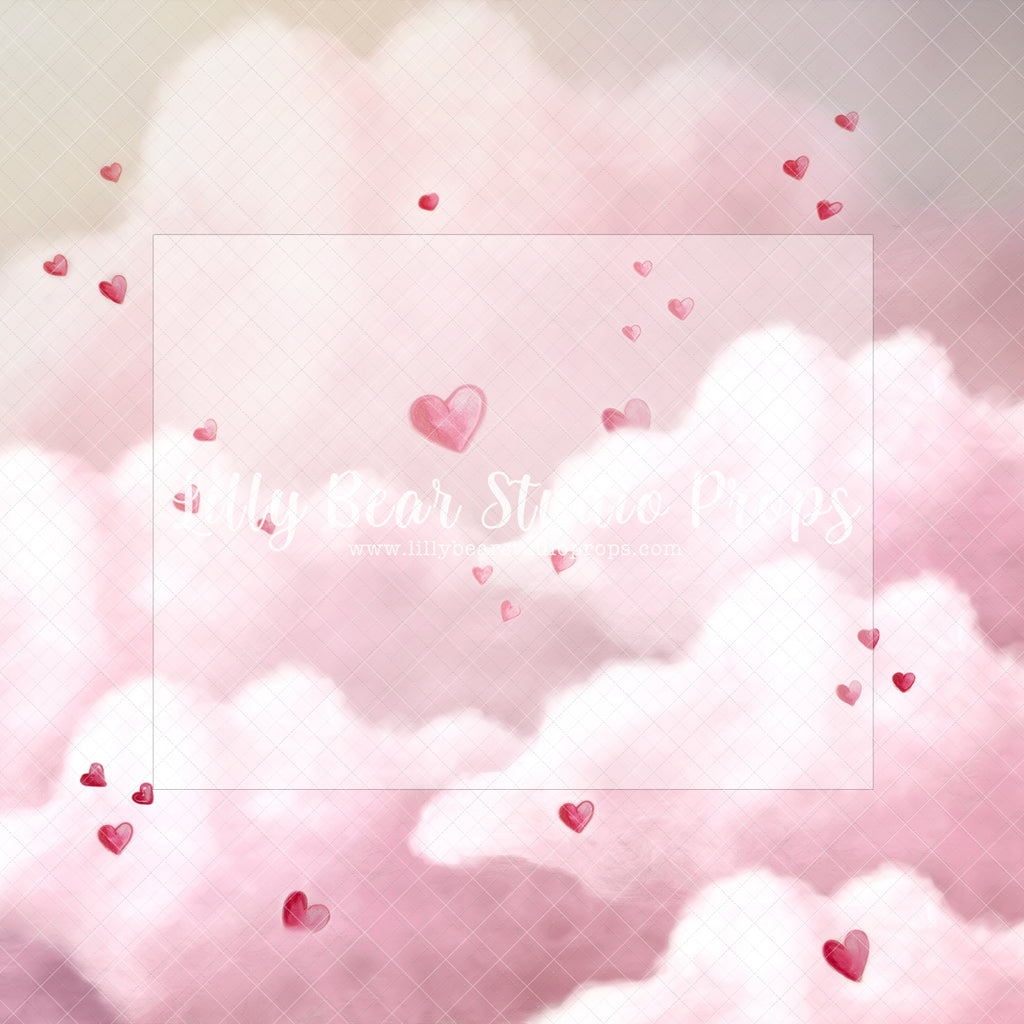 Love In Heaven Pink - Lilly Bear Studio Props, clouds, floral pink, hearts, pastel, pink and gold balloons, pink and white, pink and white balloons, pink balloons, pink clouds, pink floral, pink flower, pink flowers, pink hearts, valentine's, valentine's day