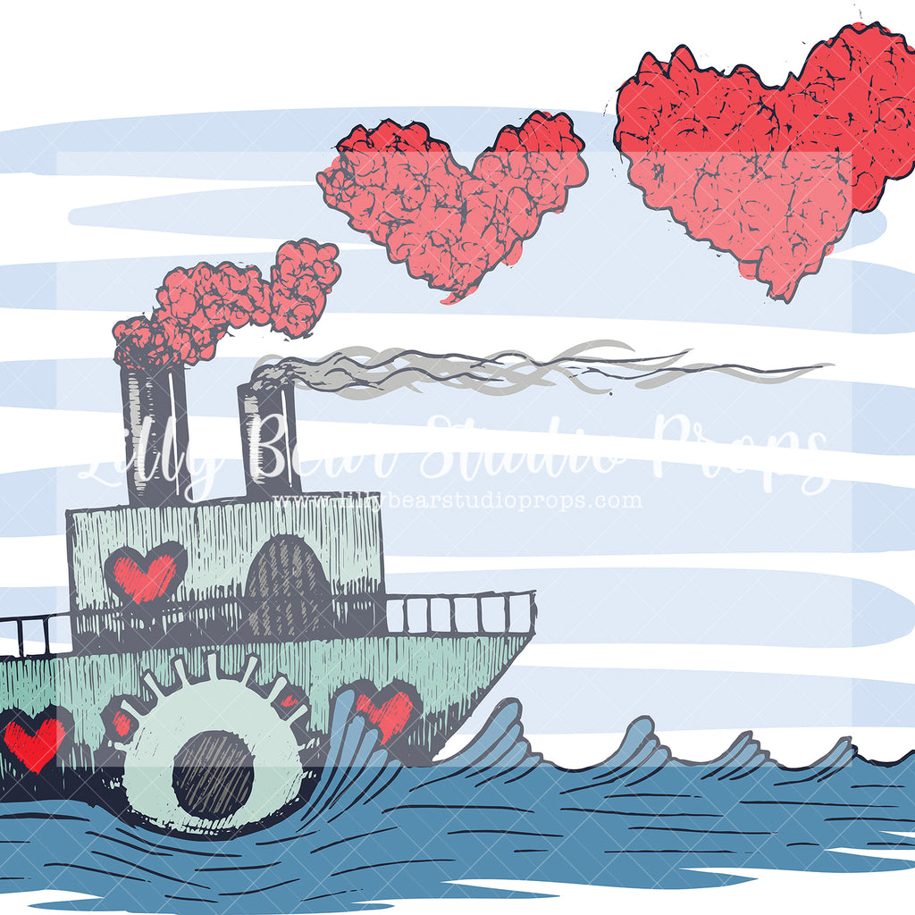 Love Tugboat - Lilly Bear Studio Props, FABRICS, heart, hearts, love boat, painted hearts, valentine backdrops, valentines