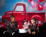LOVE IS RED TRUCK - Lilly Bear Studio Props, FABRICS, girl, headboard, heart, heart gems, heart marquee, hearts and arrows, hippie, love balloon, pink clouds, pink doors, red truck, valentine, valentine booth, valentine clouds, valentine door, valentine truck, valentine's card, valentines, valentines day