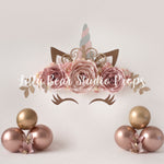 Lovely Unicorn - Lilly Bear Studio Props, balloon wall, confetti balloons, gold balloons, gold confetti, pink balloons, pink unicorn, purple balloons, teal balloons, unicorn, unicorn land, unicorn party, white balloons