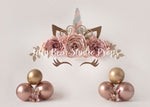 Lovely Unicorn - Lilly Bear Studio Props, balloon wall, confetti balloons, gold balloons, gold confetti, pink balloons, pink unicorn, purple balloons, teal balloons, unicorn, unicorn land, unicorn party, white balloons