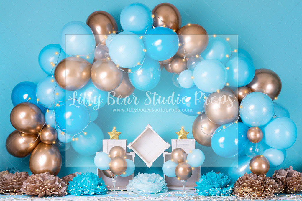 Lucas - Lilly Bear Studio Props, blue balloon garland, gold & blue, gold and blue, gold and blue garland, prince, royal