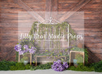 Mossy Bed Frame - Lilly Bear Studio Props, barn doors, FABRICS, flower barn doors, flower garden, purple flowers, spring, spring garden