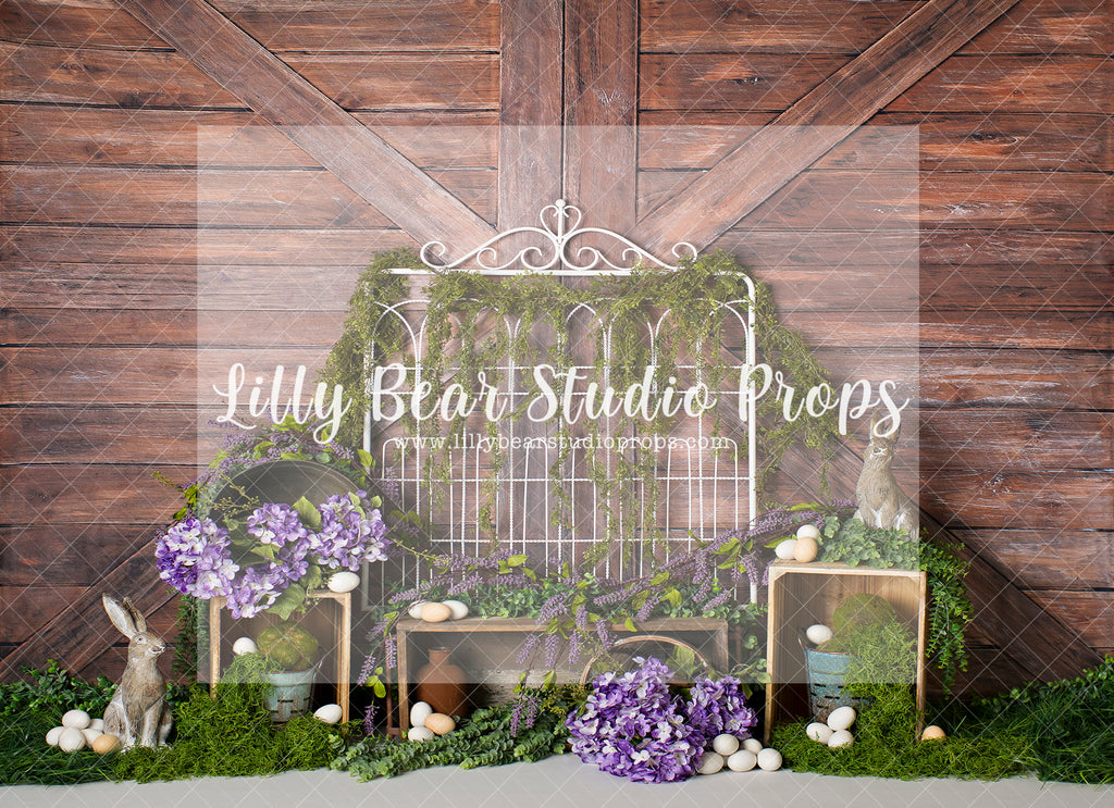 Moss & Purple Headboard - Lilly Bear Studio Props, bunny, bunny garden, bunny one, easter, easter backdrop, easter basket, easter bunny, easter eggs, easter garden, FABRICS, spring