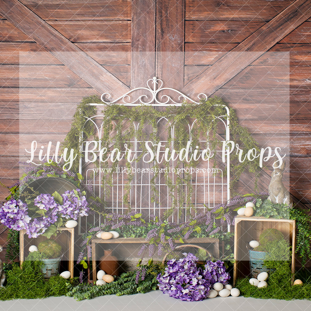 Moss & Purple Headboard - Lilly Bear Studio Props, bunny, bunny garden, bunny one, easter, easter backdrop, easter basket, easter bunny, easter eggs, easter garden, FABRICS, spring