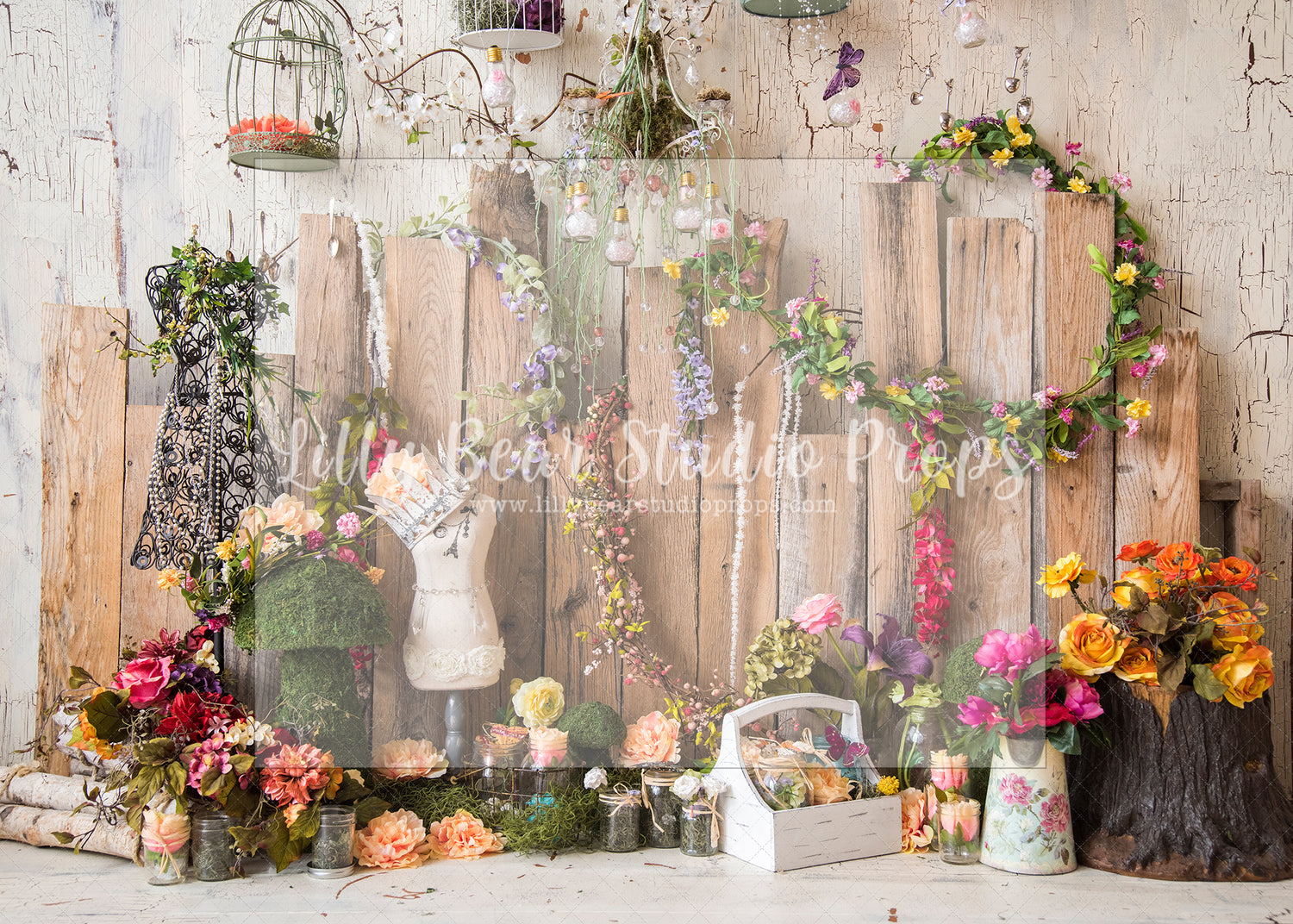 Mademoiselle Spring - Lilly Bear Studio Props, bunnies, bunny, carrots, easter, easter backdrop, easter bunny, easter garden, FABRICS, flower barn doors, flower garden, flower window, flowers, garden, happy easter, spring, spring garden