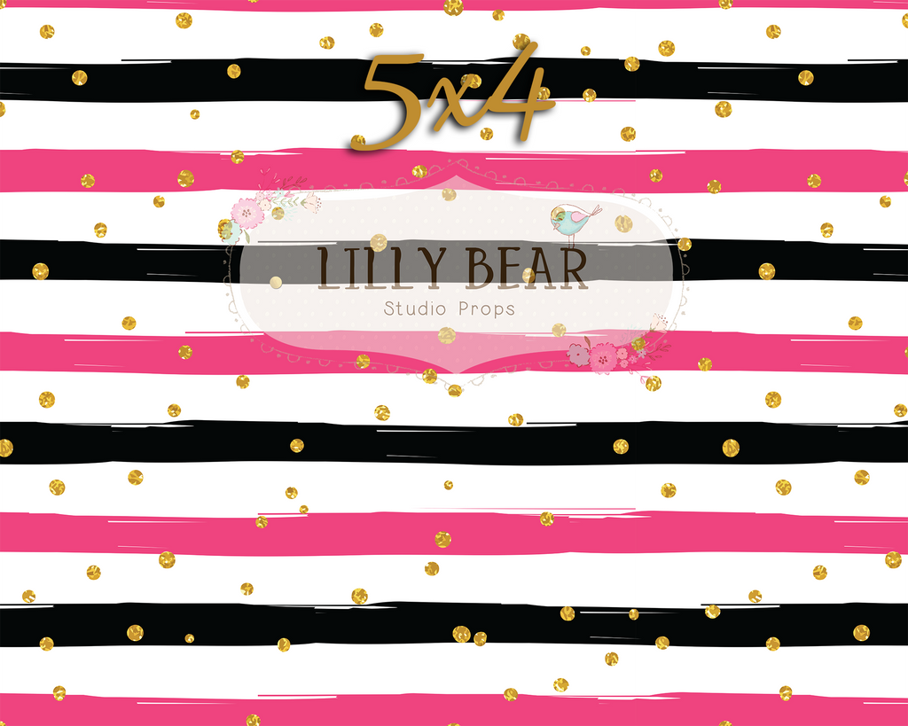 Madison Stripes by Lilly Bear Studio Props sold by Lilly Bear Studio Props, black stripes - FABRICS - gold dots - gold