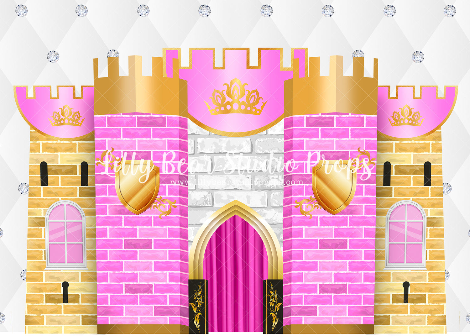 Magenta Castle - Lilly Bear Studio Props, ballerina princess, beauty and the beast, castle, cinderella, cinderella castle, disney castle, Disney princess, fantasy, girls, hand painted, little princess, pretty little princess, pretty princess, princess castle