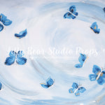 Malialn Blue - Lilly Bear Studio Props, blue, blue butterflies, butterflies, FABRICS, floral garden, hand painted, neutral, neutral texture, painted, purple floral, textured