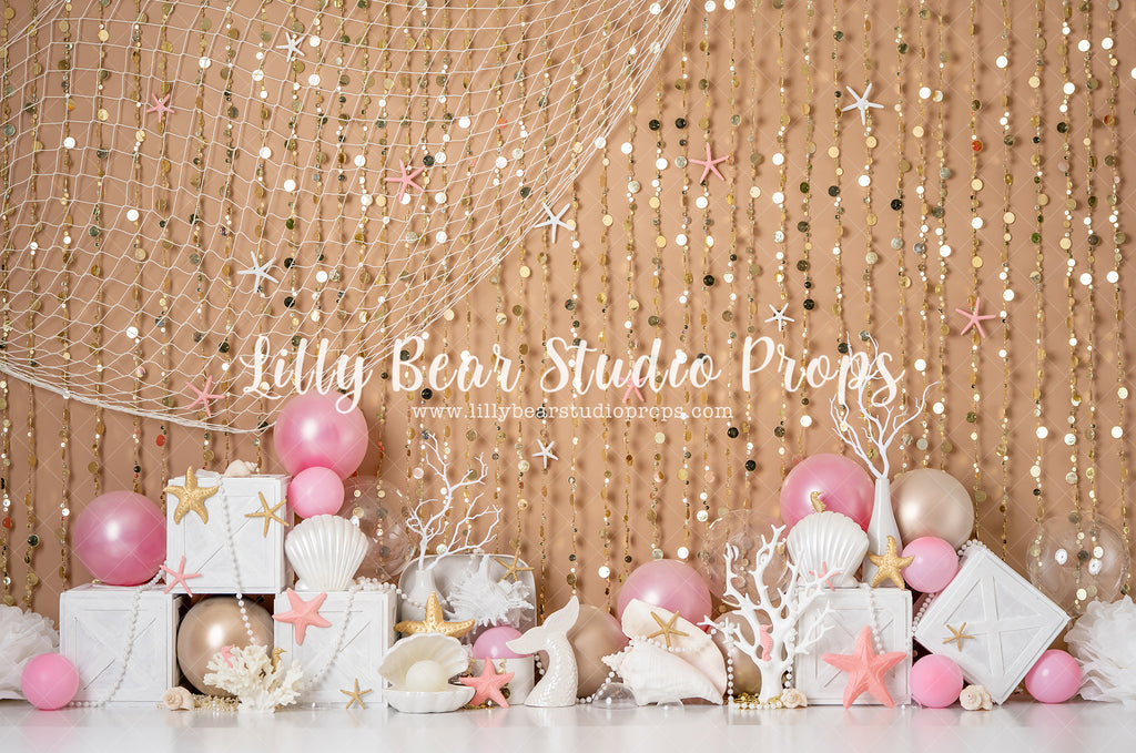 Mermaid Beach by Jessica Ruth Photography sold by Lilly Bear Studio Props, blue seashells - coral - coral reef - little