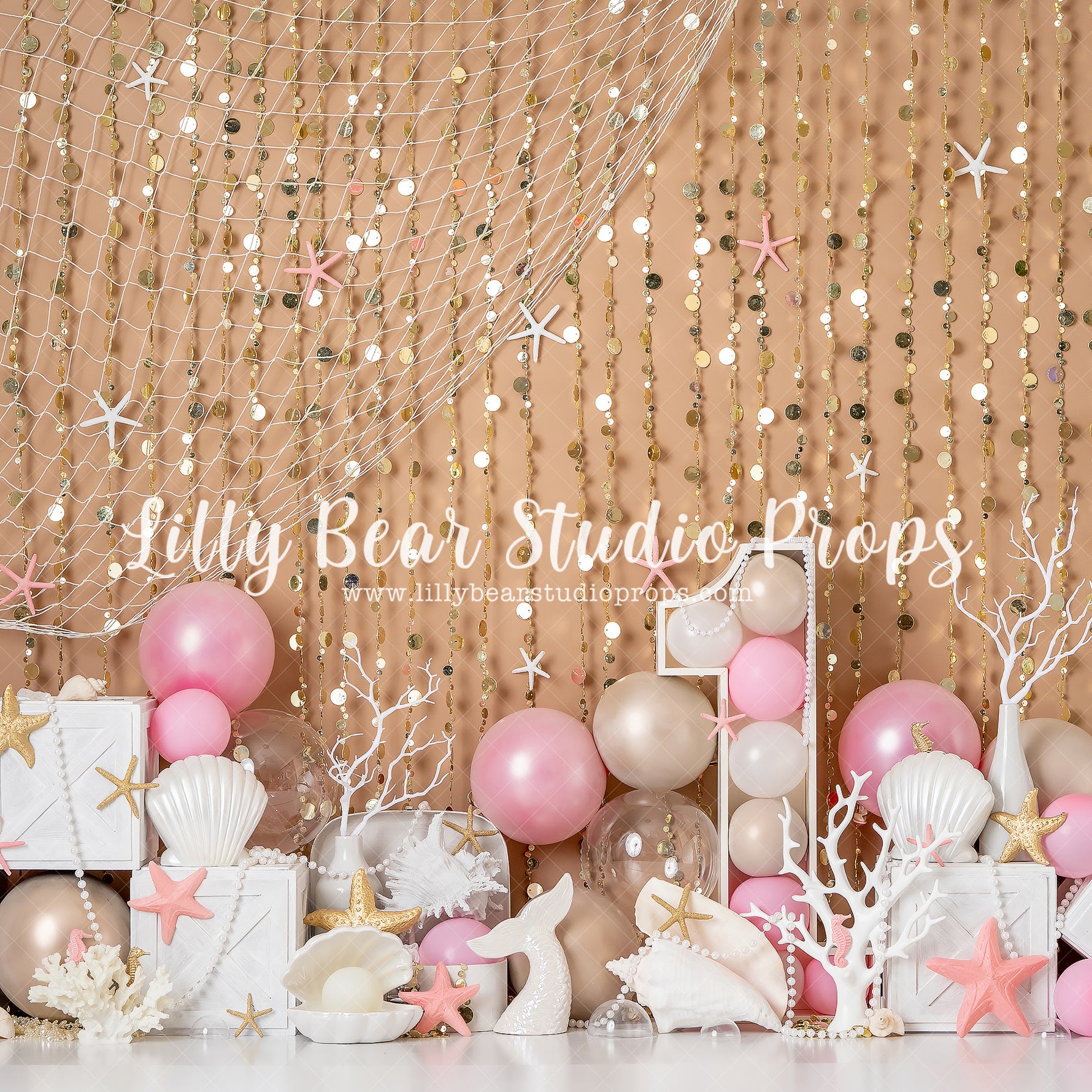 Mermaid Beach (ONE) by Jessica Ruth Photography sold by Lilly Bear Studio Props, blue seashells - coral - coral reef