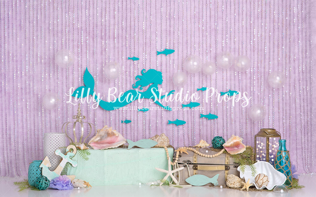 Mermaid Bliss by Sweet Memories Photos By Carolyn sold by Lilly Bear Studio Props, anchor - blue - bubbles - cake smash