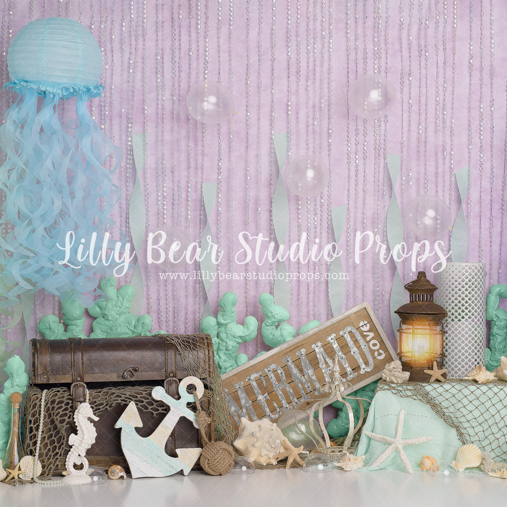 Mermaid Cove by Sweet Memories Photos By Carolyn sold by Lilly Bear Studio Props, anchor - blue - bubbles - cake smash