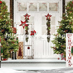 Merry Christmas Star Porch - Lilly Bear Studio Props, camper, candles, christmas, christmas kitchen, christmas snow, christmas window, Fabric, FABRICS, kitchen, red curtains, tree farm, winter, wreath