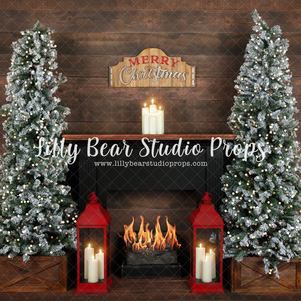 Merry Cottage Christmas - Lilly Bear Studio Props, arctic pines, black fireplace, boho christmas, christmas, christmas fireplace, christmas lodge, christmas village, evergreen trees, evergreens, fireplace, holiday, holiday christmas, pine trees, silver winter, snow, snowflakes, snowy forest, snowy pine, snowy pine trees, snowy trees, village, white christmas, white holiday, white winter, winter, winter christmas, winter diamond, winter lodge