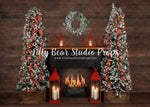 Merry Frosted Christmas - Lilly Bear Studio Props, arctic pines, christmas, christmas fireplace, christmas stars, christmas village, country christmas, evergreen trees, evergreens, fireplace, flock trees, holiday, holiday christmas, lanterns, pine trees, red lanterns, silver winter, snow, snowflakes, snowy forest, snowy pine, snowy pine trees, snowy trees, stars, village, white christmas, white holiday, white winter, winter, winter christmas, winter diamond