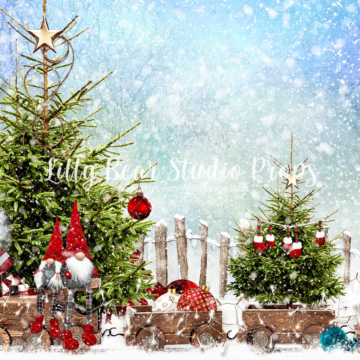 Merry Gnome Winter - Lilly Bear Studio Props, animals, autumn forest, dark forest, enchanted forest, Fabric, FABRICS, fall forest, forest, forest animals, forest entry, forest floor, forest friends, forest painting, fox, green forest, into the wild, lanterns, little wild one, misty forest, moon, moonlight, moonlight forest, night forest, nighttime, owl, pine forest, pine tree, pine tree forest, pine trees, raccoon, where the wild things are, wild, wild animal, wild one, wild things, woodland forest