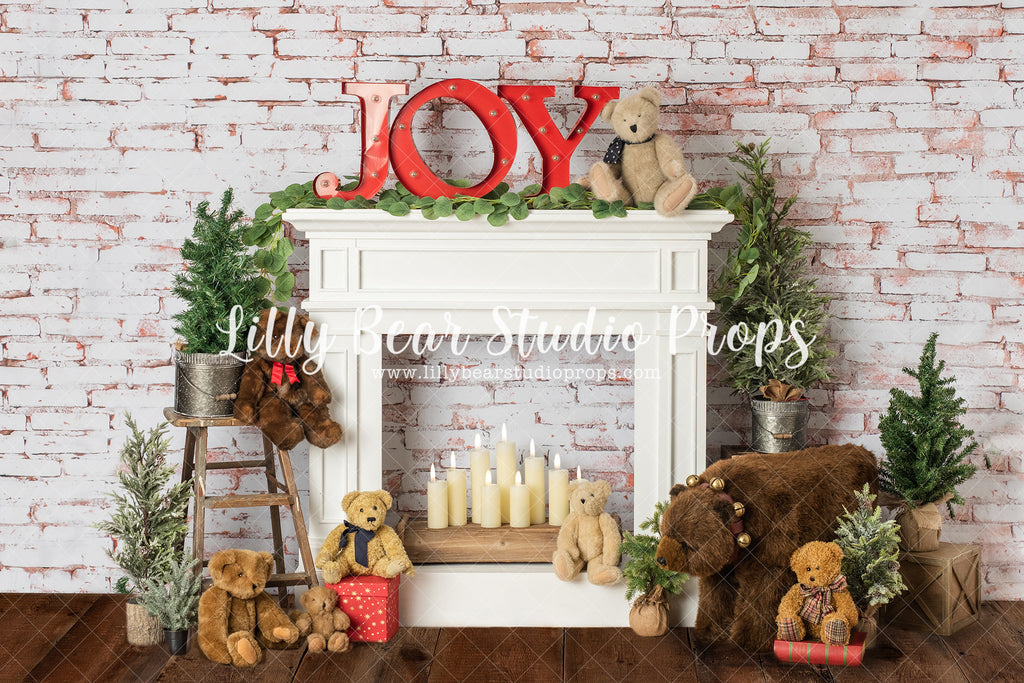 Merry Teddy Christmas - Lilly Bear Studio Props, all white, blanket, christmas, christmas fireplace, christmas garland, christmas mantle, christmas tree, christmas trees, clean, curtain, elegant, fireplace, garland, holiday mantle, mantel, mantle, pillows, plain white, simple, simple white, simplistic, smash, smash birthday, snow white, star pillow, stars, white, white christmas, white cloud, white curtain, white fireplace, white pillows, white winter, winter garland, winter white