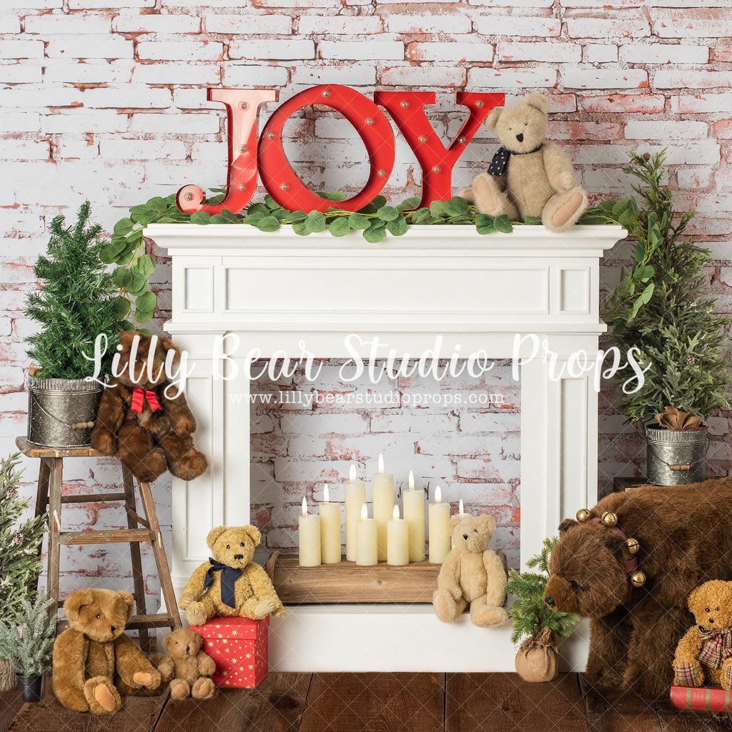 Merry Teddy Christmas - Lilly Bear Studio Props, all white, blanket, christmas, christmas fireplace, christmas garland, christmas mantle, christmas tree, christmas trees, clean, curtain, elegant, fireplace, garland, holiday mantle, mantel, mantle, pillows, plain white, simple, simple white, simplistic, smash, smash birthday, snow white, star pillow, stars, white, white christmas, white cloud, white curtain, white fireplace, white pillows, white winter, winter garland, winter white