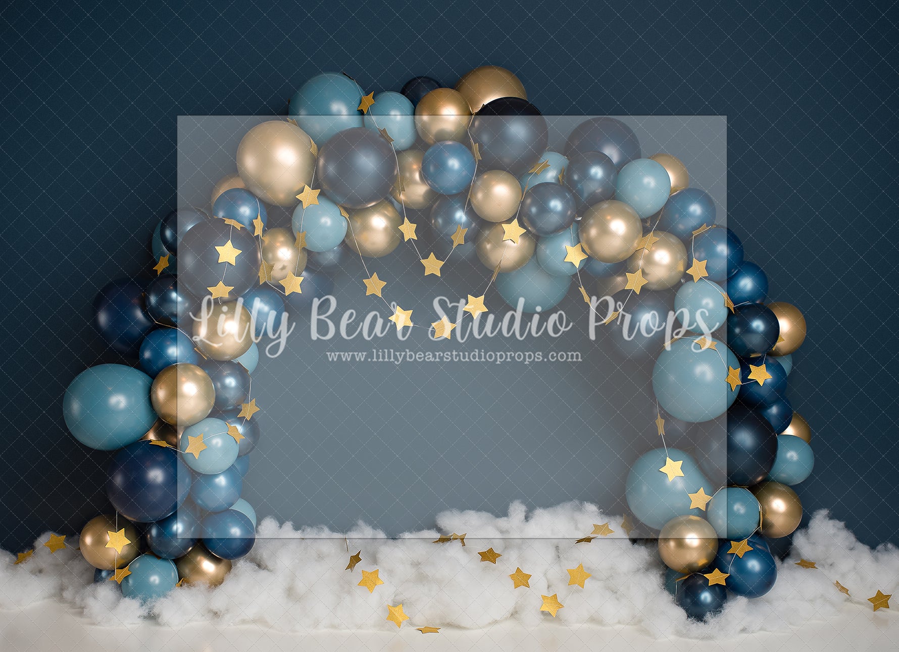 Metalic Midnight Gold Stars by E Newton - Lilly Bear Studio Props, astro, astronaut, blue metallic, galaxy, galaxy sky, galaxy space, gold and blue, gold and blue garland, gold star banner, gold stars, metalic balloons, metalic blue, outerspace, rocket ship, rocketship, space, space and stars, space balloon garland, spacecraft, spaceship, twinkle twinkle, twinkle twinkle little star