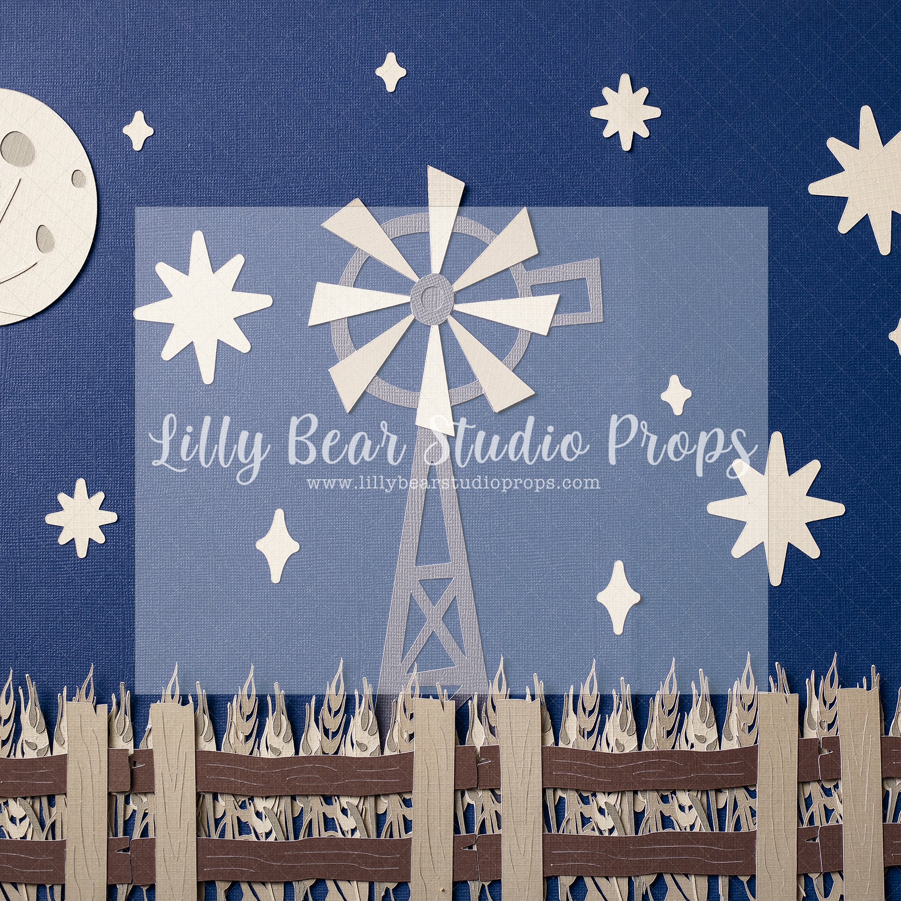 Midnight Farmers Field by Angelica Knowland - Lilly Bear Studio Props, farm, farm field, moon stars, night farm, wheat, wheat farm, wheat farm night, wheat field, wheat grass, wheat stocks