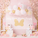 Minnie Bows - Lilly Bear Studio Props, bowtique, Fabric, fantasy, floral, girls, hand painted, minnie, minnie mouse, minnie's bowtique, pink & gold, pink and gold, princess, princesses, purple, royal, violet, Wrinkle Free Fabric