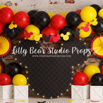 Miska Mouska Mickey Mouse - Lilly Bear Studio Props, black balloons, FABRICS, mickey, mickey mouse, mickey mouse balloons, mickey mouse head, miska mouska mickey mouse, red balloons, red yellow black, yellow balloons