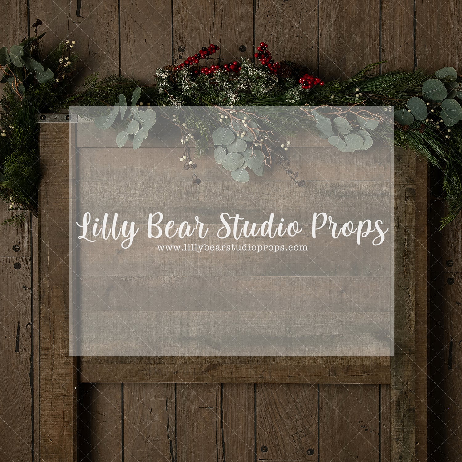 Mistletoe Headboard - Lilly Bear Studio Props, christmas, Cozy, Decorated, Festive, Giving, Holiday, Holy, Hopeful, Joyful, Merry, Peaceful, Peacful, Red & Green, Seasonal, Winter, Xmas, Yuletide