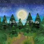 Moonlit Forest by Jessica Ruth Photography sold by Lilly Bear Studio Props, dark forest - fabric - forest - green fores