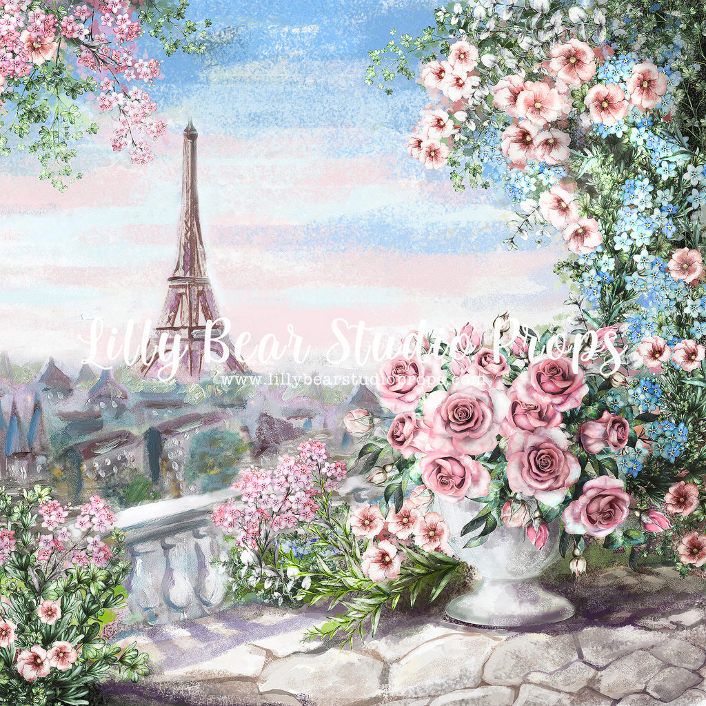 Morning in Paris by Lilly Bear Studio Props sold by Lilly Bear Studio Props, Eiffel tower - FABRICS - floral - paris