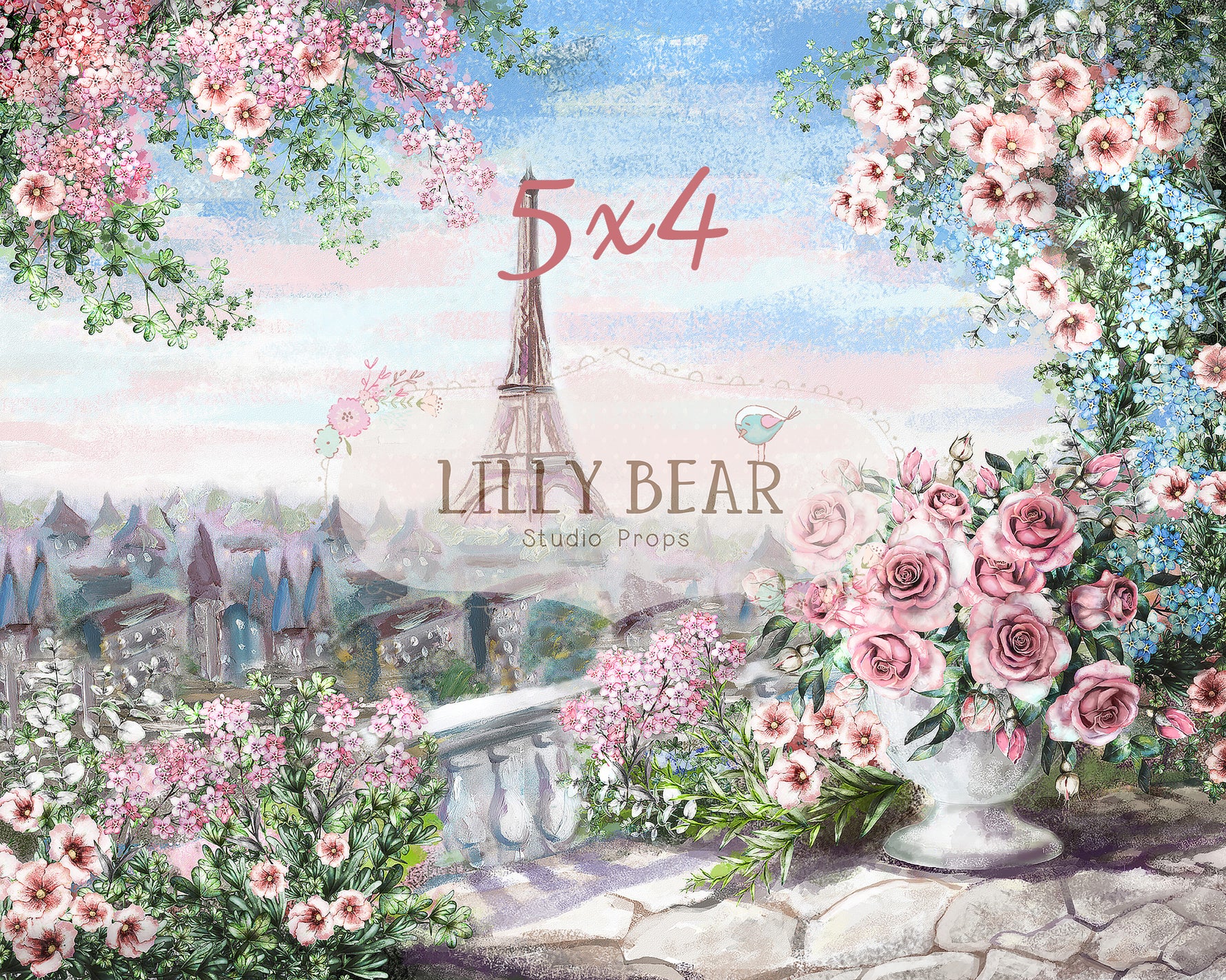Morning in Paris by Lilly Bear Studio Props sold by Lilly Bear Studio Props, Eiffel tower - FABRICS - floral - paris