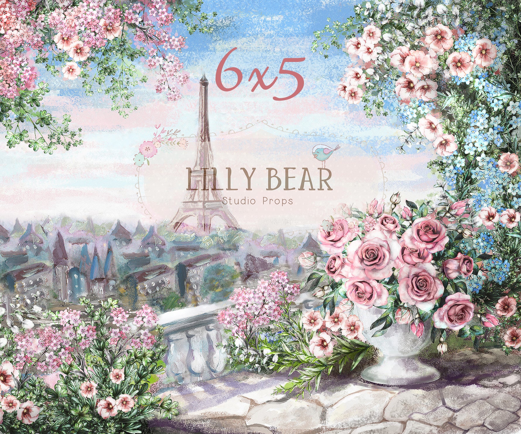 Morning in Paris by Lilly Bear Studio Props sold by Lilly Bear Studio Props, Eiffel tower - FABRICS - floral - paris