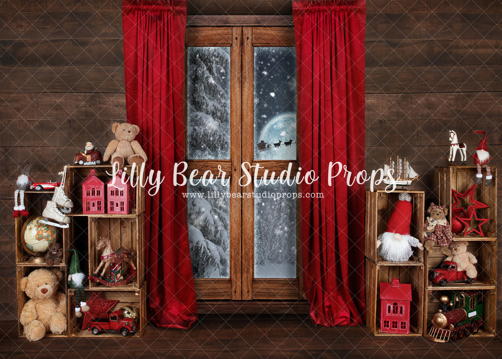 Cozy Mountainview Room - Lilly Bear Studio Props, black fireplace, bohemian christmas, bohemian fireplace, bohemian mantel, boho, boho christmas, boho holiday, boho mantel, christmas, christmas mantel, christmas village, evergreen trees, evergreens, Fabric, fireplace, holiday, holiday christmas, mantel, Pampas, pine trees, white christmas, white holiday, Wrinkle Free Fabric