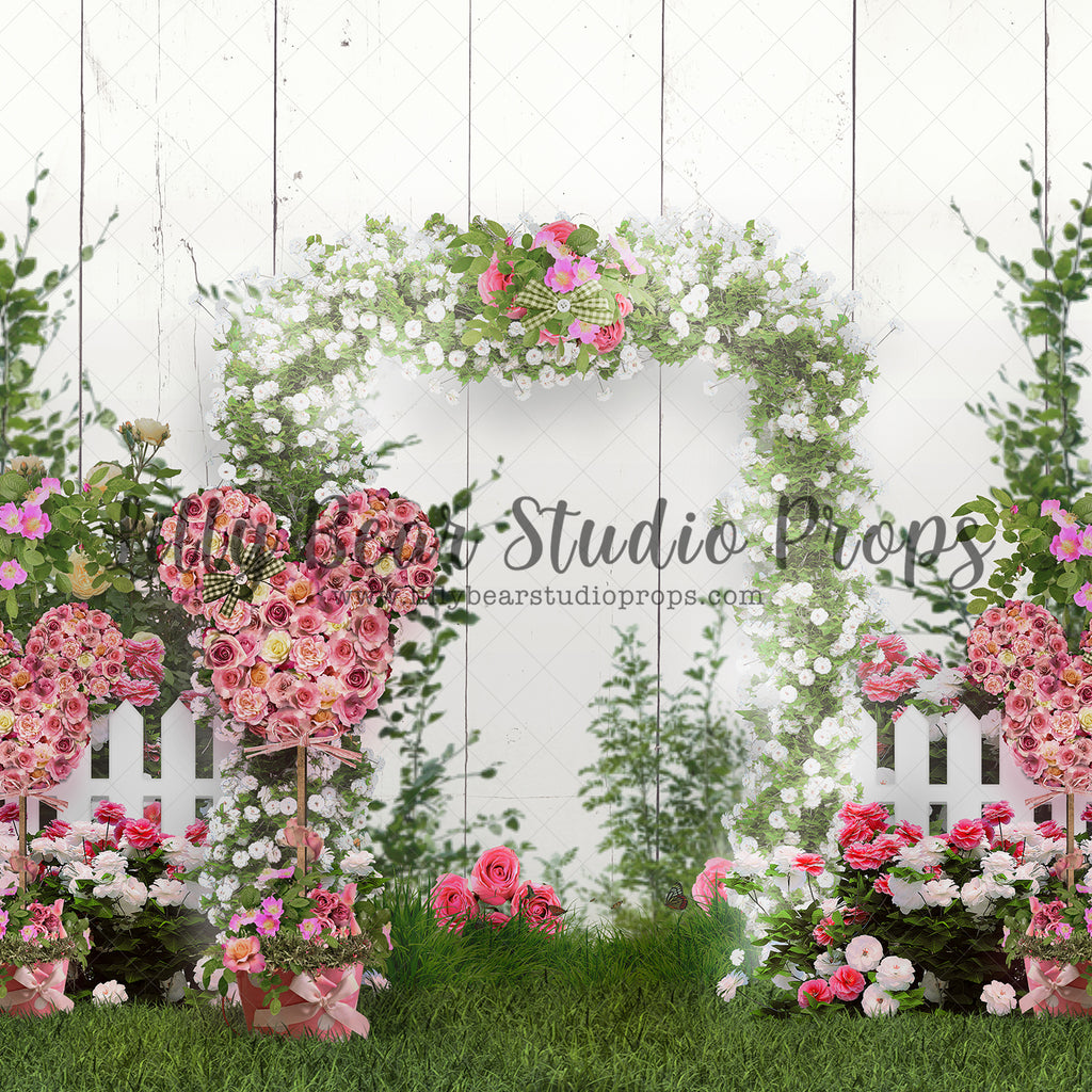 Minnie Pink Topiary Garden - Lilly Bear Studio Props, disney, dried floral, FABRICS, fence, floral, floral garden, floral pink, floral wall, floral wood, floral wreaths, florals, flower box, flower garden, garden, garden entry, garden tea party, grass, grass garden, mickey mouse, Minnie mouse, mouse, pink flowers, pretty floral, red roses, rock garden, rose, rose garden, roses, rustic door, spring, spring floral, spring garden, spring window, springtime, vintage floral, white wood
