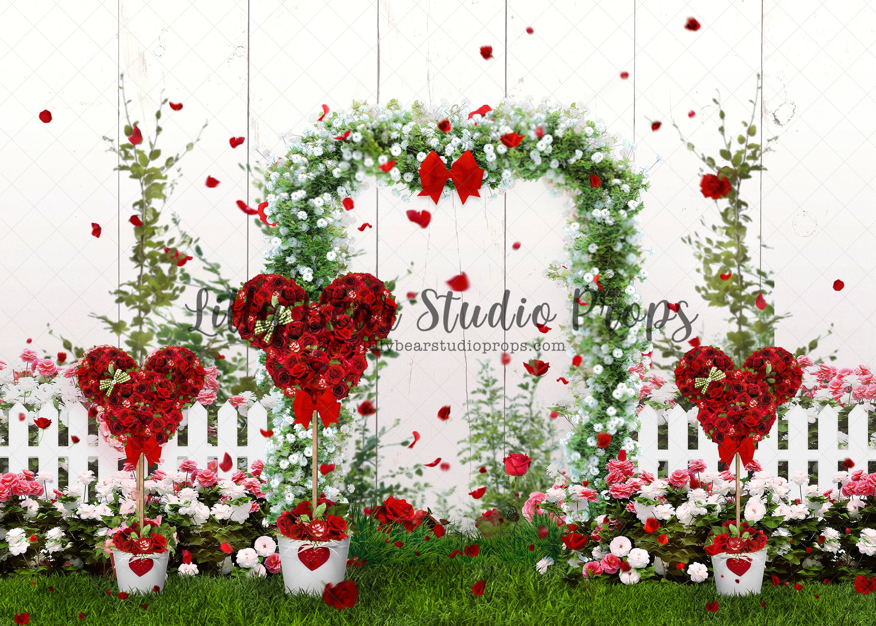 Minnie Red Topiary Garden - Lilly Bear Studio Props, disney, dried floral, FABRICS, fence, floral, floral garden, floral pink, floral wall, floral wood, floral wreaths, florals, flower box, flower garden, garden, garden entry, garden tea party, grass, grass garden, mickey mouse, Minnie mouse, mouse, pink flowers, pretty floral, red roses, rock garden, rose, rose garden, roses, rustic door, spring, spring floral, spring garden, spring window, springtime, vintage floral, white wood