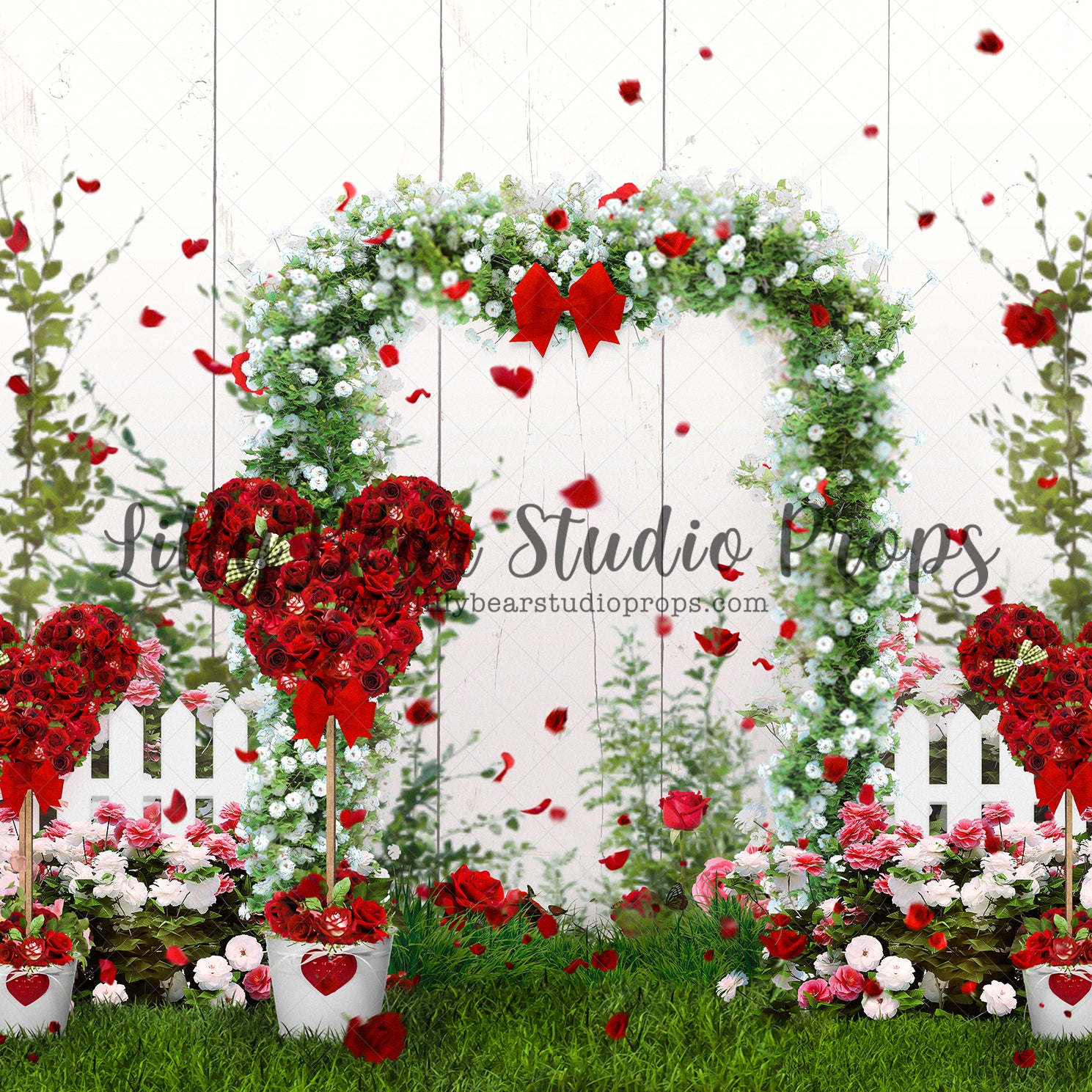 Minnie Red Topiary Garden - Lilly Bear Studio Props, disney, dried floral, FABRICS, fence, floral, floral garden, floral pink, floral wall, floral wood, floral wreaths, florals, flower box, flower garden, garden, garden entry, garden tea party, grass, grass garden, mickey mouse, Minnie mouse, mouse, pink flowers, pretty floral, red roses, rock garden, rose, rose garden, roses, rustic door, spring, spring floral, spring garden, spring window, springtime, vintage floral, white wood