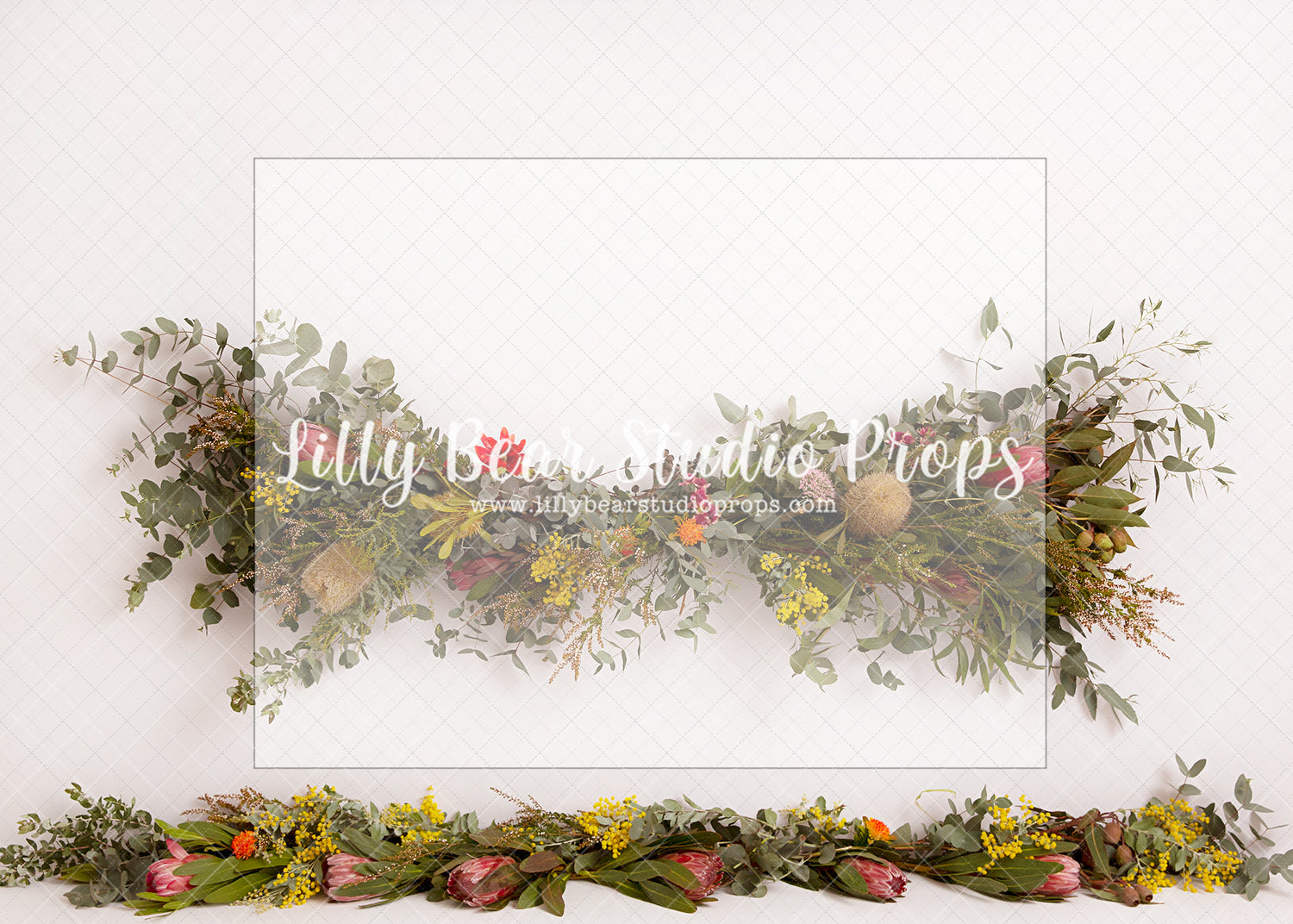 Natives - Lilly Bear Studio Props, FABRICS, floral, flowers, garland, green floral garland, green garland, greenery, spring