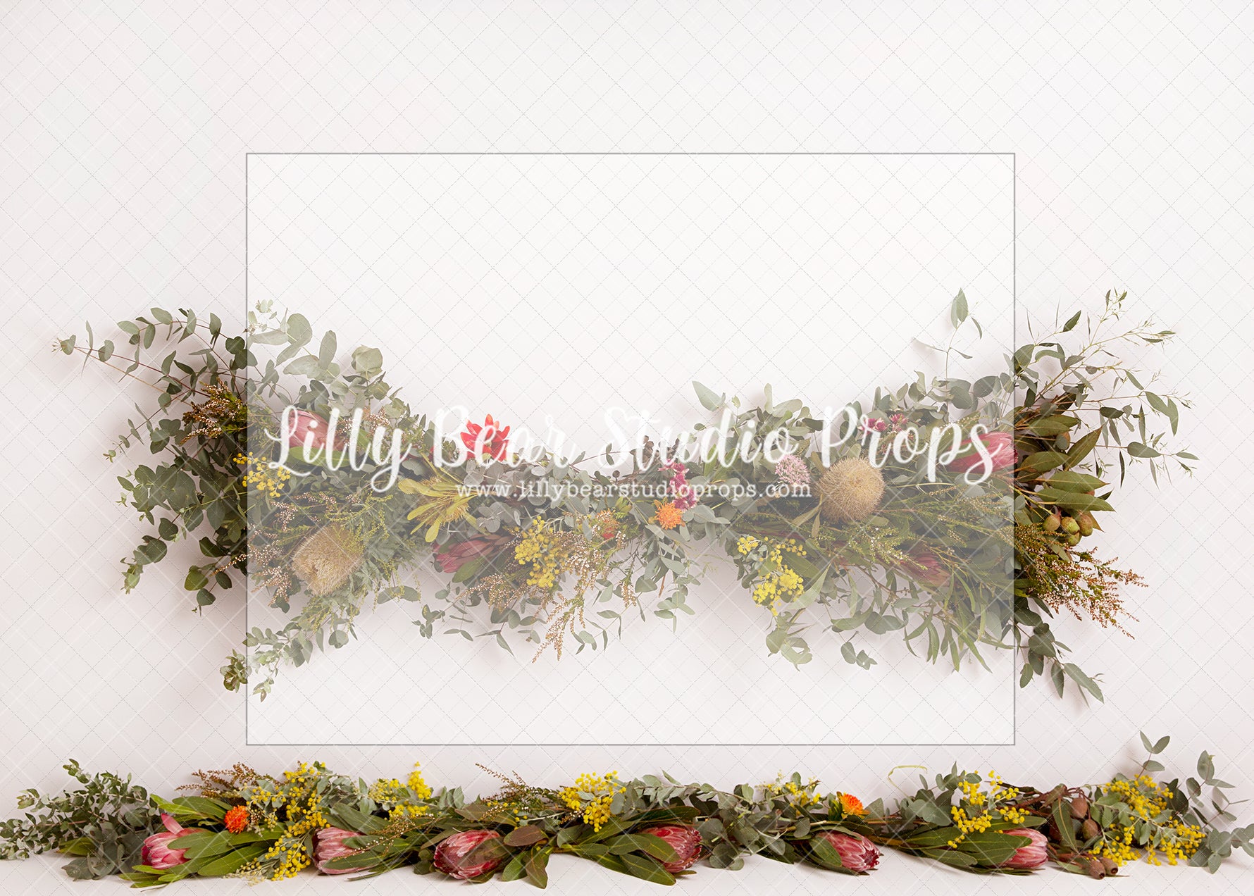 Natives - Lilly Bear Studio Props, FABRICS, floral, flowers, garland, green floral garland, green garland, greenery, spring