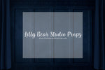 Navy Panel Wall - Lilly Bear Studio Props, blue panel wall, curtains, FABRICS, panel wall