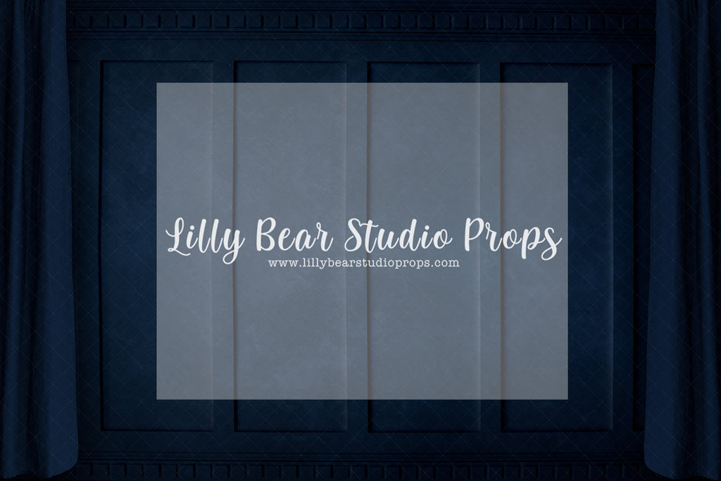 Navy Panel Wall - Lilly Bear Studio Props, blue panel wall, curtains, FABRICS, panel wall