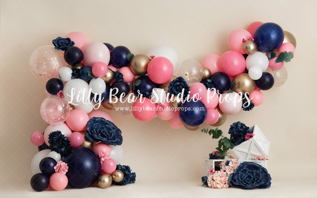 Navy Pink & Gold Balloons by Anything Goes Photography sold by Lilly Bear Studio Props, balloon - balloon garland - cak