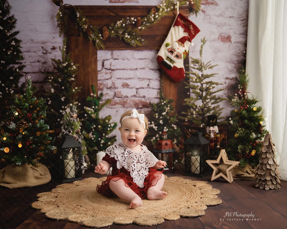 Noel Mantle (Lights) - Lilly Bear Studio Props, boho holiday, christmas, christmas brick, christmas fireplace, christmas mantel, christmas tree, FABRICS, holiday christmas, holiday fireplace, holiday garland, holiday joy, holiday mantel, holiday wreath, mantel, mantle, noel, pine trees