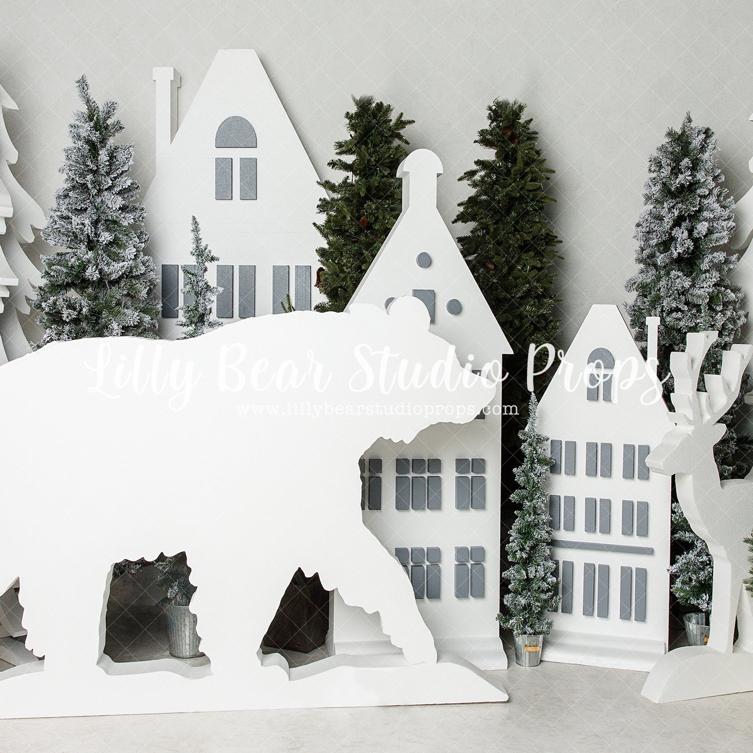 North Village Friends - Lilly Bear Studio Props, arctic pines, bear, bears, christmas, christmas trees, christmas village, christmas village pine trees, deer, deers, evergreen trees, evergreens, holiday, holiday christmas, pine forest, pine tree forest, pine trees, pines, silver winter, snow, snowflakes, snowy forest, snowy pine, snowy pine trees, snowy trees, village, white christmas, white forest, white holiday, white tree forest, white winter, winter, winter christmas, winter diamond, winter onederland