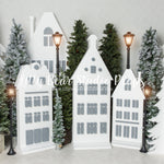 North Village Lights - Lilly Bear Studio Props, arctic pines, christmas, christmas town, christmas village, evergreen trees, evergreens, holiday, holiday christmas, pine, pine tree town, pine tree village, pine trees, santas village, silver winter, snow, snow village, snowflakes, snowy forest, snowy pine, snowy pine trees, snowy trees, street lanterns, village, white christmas, white holiday, white pine trees, white village, white winter, winter, winter christmas, winter diamond