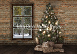 Northern View Christmas Room - Lilly Bear Studio Props, black fireplace, bohemian christmas, bohemian fireplace, bohemian mantel, boho, boho christmas, boho holiday, boho mantel, christmas, christmas mantel, christmas village, evergreen trees, evergreens, Fabric, fireplace, holiday, holiday christmas, mantel, Pampas, pine trees, white christmas, white holiday, Wrinkle Free Fabric