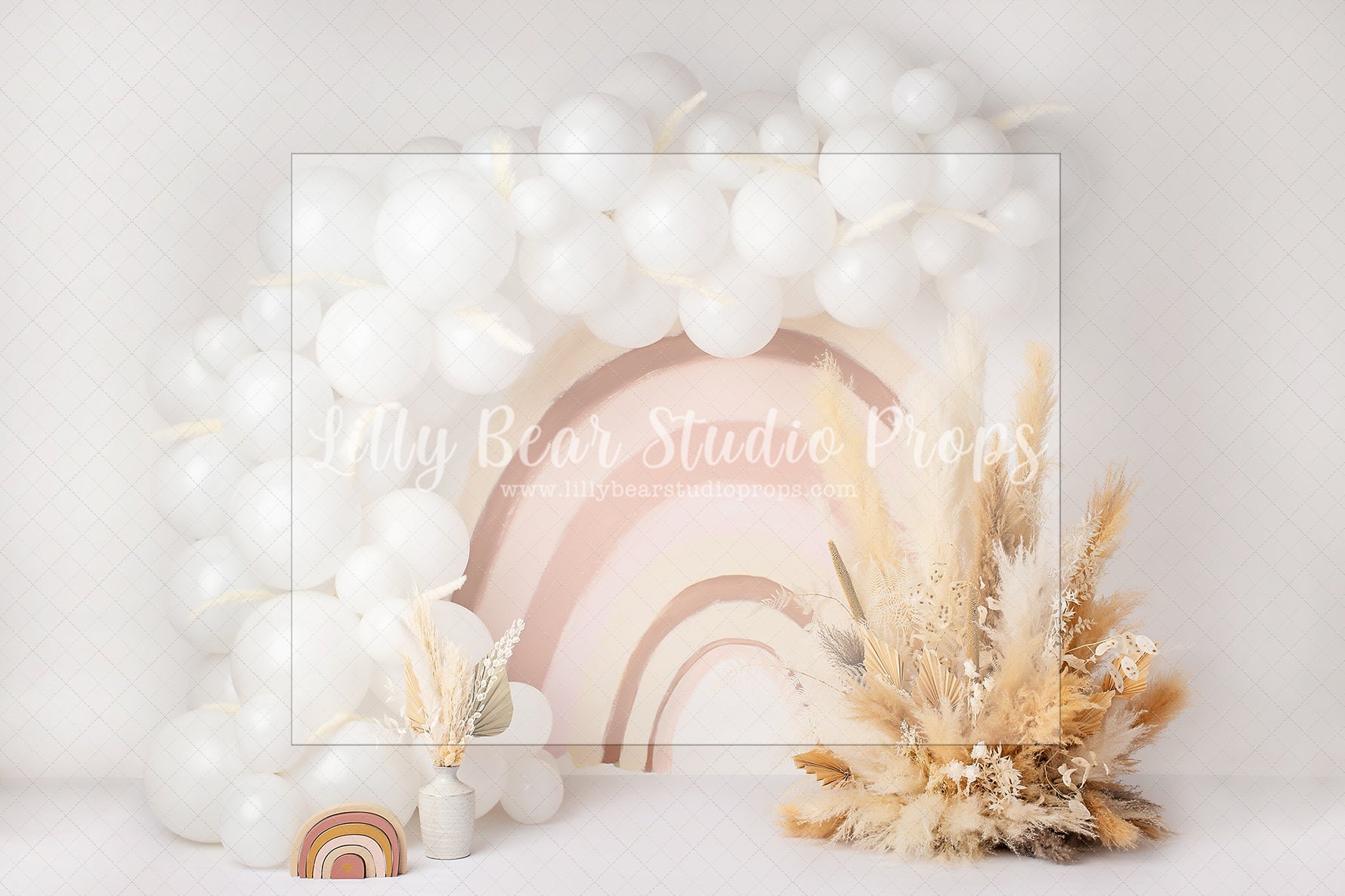 Nude Rainbow Pampas - Lilly Bear Studio Props, balloons, blush boho rainbow, boho, boho balloon garland, boho balloons, boho chic, boho rainbow, boho spring, cake smash, floral boho, neutral rainbow, Scandinavian rainbow