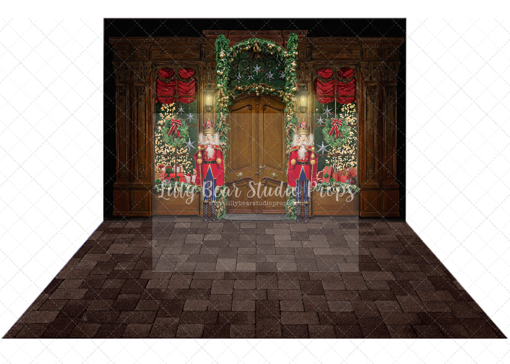 Nutcracker Village Shop Combo - Lilly Bear Studio Props, black fireplace, bohemian christmas, bohemian fireplace, bohemian mantel, boho, boho christmas, boho holiday, boho mantel, christmas, christmas mantel, christmas village, evergreen trees, evergreens, Fabric, fireplace, holiday, holiday christmas, mantel, Pampas, pine trees, white christmas, white holiday, Wrinkle Free Fabric