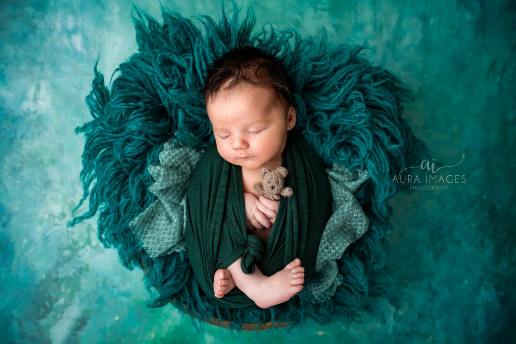Ocean Green by Blue Rooster Studio sold by Lilly Bear Studio Props, FABRICS - fine art - green - hand painted - ocean